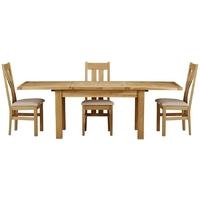 Charltons Bretagne Oak Dining Set - 160cm Extending with 4 Cambridge Padded Chairs