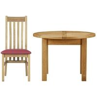 charltons bretagne oak dining set round butterfly extending with 4 far ...