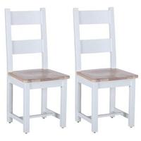 Chalked Oak and Light Grey Dining Chair - Timber Seat with Horizontal Slats (Pair)