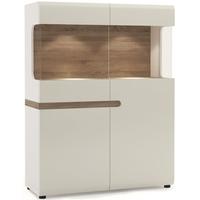 chelsea white high gloss display cabinet with truffle oak trim wide