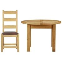 Charltons Bretagne Oak Dining Set - Round Butterfly Extending with 4 Padded Chairs