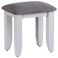 chalked oak and light grey dressing table stool with plush slate fabri ...
