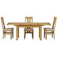 Charltons Bretagne Oak Dining Set - 130cm Extending with 4 Cambridge Padded Chairs