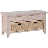 chalked oak storage bench 3 drawer with basket drawer