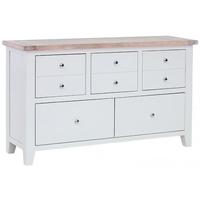 Chalked Oak and Light Grey Chest of Drawer - 5 Drawer