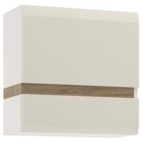 Chelsea White High Gloss Wall Cupboard with Truffle Oak Front Trim - 1 Door