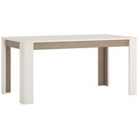 chelsea white gloss dining table with truffle oak trim extending