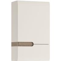 Chelsea White High Gloss Wall Cupboard with Truffle Oak Trim - 1 Right Hand Door