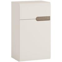 Chelsea White High Gloss Cupboard with Truffle Oak Trim - 1 Left Hand Door 1 Drawer