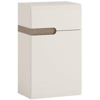 Chelsea White High Gloss Cupboard with Truffle Oak Trim - 1 Right Hand Door 1 Drawer