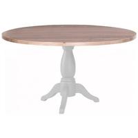 chalked oak and light grey dining table round pedestal