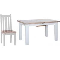Chalked Oak and Light Grey Dining Set - Extending with 4 Vertical Slats Chairs