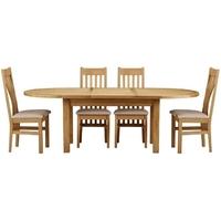 Charltons Bretagne Oak Dining Set - Oval Butterfly Extending with 4 Farrington Chairs