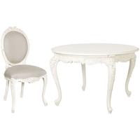 Chateau Dining Set - Oval Extending with 4 Linen Upholstered Ribbon Chairs