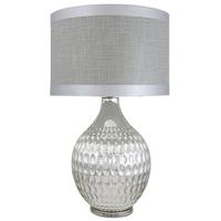 Chrome Glass Dimple Table Lamp with A Grey Linen Shade