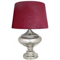 Chrome Silver Glass Statement Table Lamp with A 19inch Red Shade