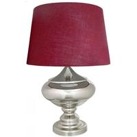 chrome silver glass statement table lamp with a 19inch red shade