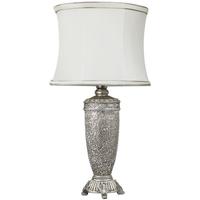 Champagne Sparkle Mosaic Antique Silver Regency Lamp with Ivory Trimmed Shade