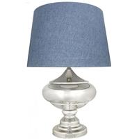 Chrome Silver Glass Statement Table Lamp with19inch Stonewash Blue Shade
