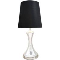 Chrome Glass Concave Lamp with 15 Inch Black Shade (Set of 2)