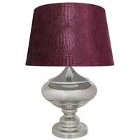 Chrome Silver Glass Statement Table Lamp with 19inch Red Crocodile Shade