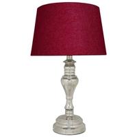 Chrome Stenham Table Lamp with A 15inch Red Linen Shade