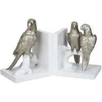 Champagne and White Love Parrots Bookend Set (Set of 3)