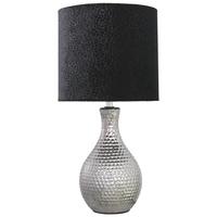Chrome Dimple Table Lamp with 8Inch Black Snakeskin Shade