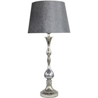 Chrome Contour Table Lamp with A Grey Faux Snakeskin Shade
