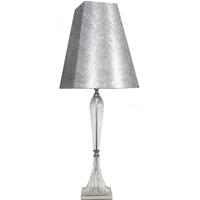 Chrome and Clear Glass Court Table Lamp With Silver Shade