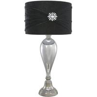 Chrome Glass Classical Table Lamp with Black Velvet and Crystal Shade