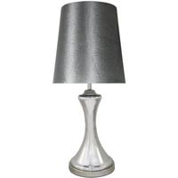 Chrome Glass Concave Lamp with 15 Inch Grey Snakeskin Shade