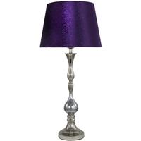 Chrome Contour Table Lamp with A Purple Faux Snakeskin Shade