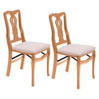 Chippendale Folding Dining Chair (Pair), Oak, Hardwood