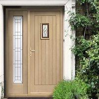 chancery onyx external oak door and frame with one side screen bevelle ...