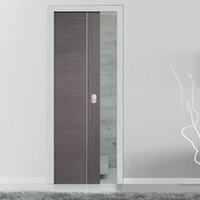 Chocolate Grey Alcaraz Fire Pocket Door is Prefinished and 1/2 Hour Fire Rated