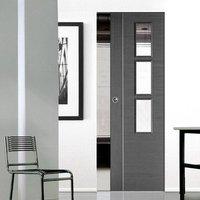 Chocolate Grey Alcaraz Syntesis Pocket Door - Prefinished with Clear Safety Glass