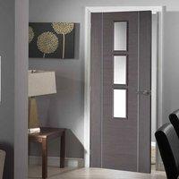 Chocolate Grey Alcaraz Door is Prefinished with Clear Safety Glass