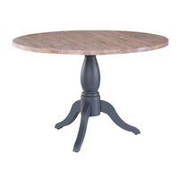 Chalked Oak Round Pedestal Table with Large Base Dark Grey
