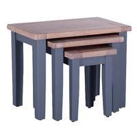 Chalked Oak Nest of 3 Tables Dark Grey