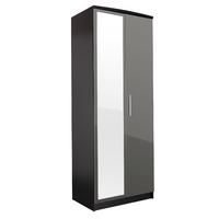 Chester 2 Door Mirrored Wardrobe in Black and Grey