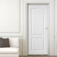 Chateau White Primed 2 Panel Fire Door with Woodgrained Effect is 1/2 Hour Fire Rated