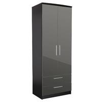 Chester 2 Door 2 Drawer Wardrobe in Black and Grey