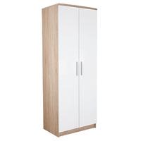 chester 2 door plain wardrobe in oak and white