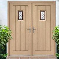 Chancery Onyx External Oak Double Door and Frame Set with Bevelled style Tri Glazing