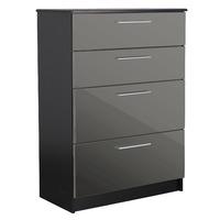 Chester 4 Drawer Chest in Black and Grey