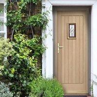 Chancery Onyx External Oak Door with Bevelled style Tri Glazed