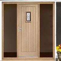 Chancery Exterior Onyx Oak Door including Tri Glazing and Frame with Two Unglazed Side Screens