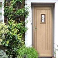 Chancery Onyx External Oak Door Set with Fittings and Bevelled style Tri Glazed