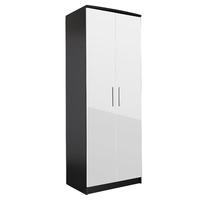 chester 2 door plain wardrobe in black and white